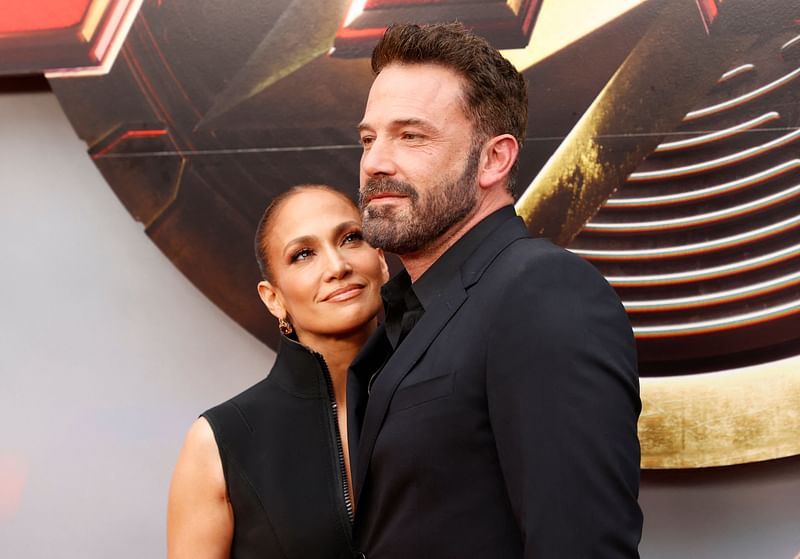 US actors Jennifer Lopez (L) and Ben Affleck arrive for the world premiere of “The Flash” at Ovation Hollywood in Hollywood, California, on 12 June 2023